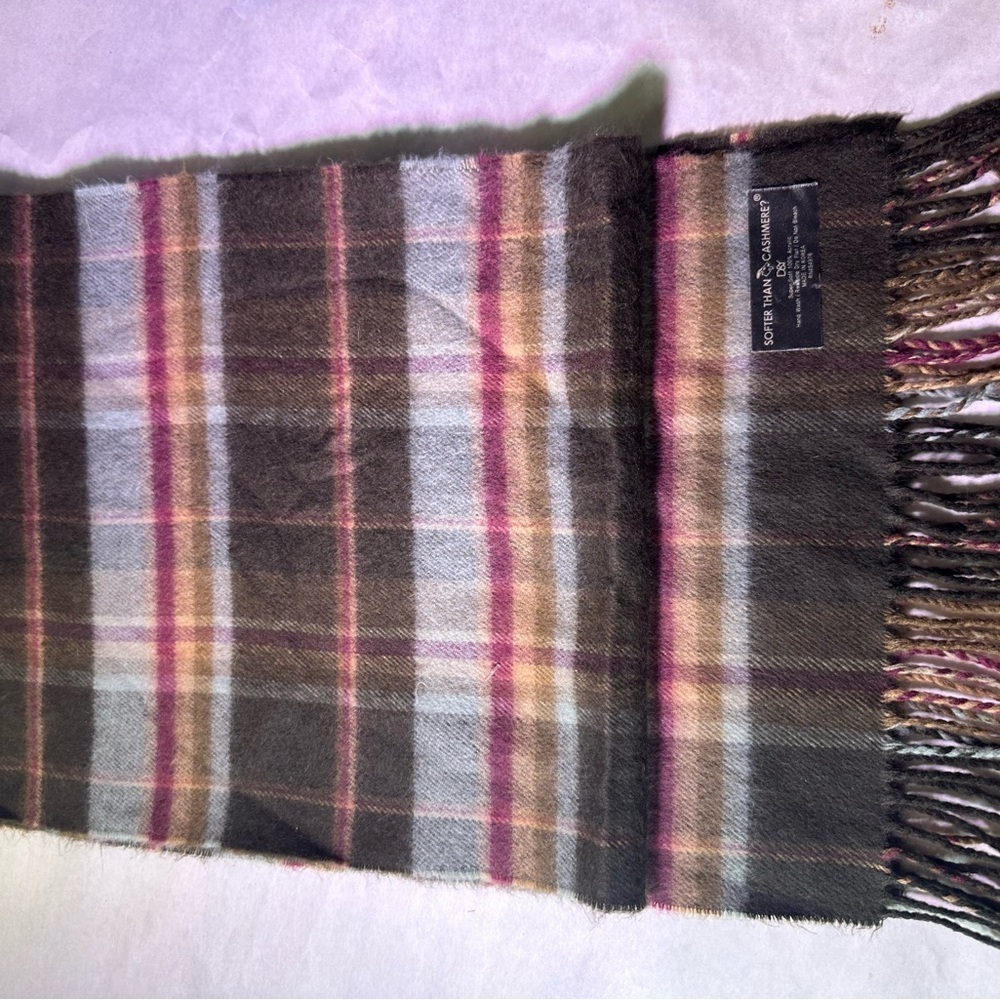 Chic Plaid Scarf in Black, Pink, and Brown